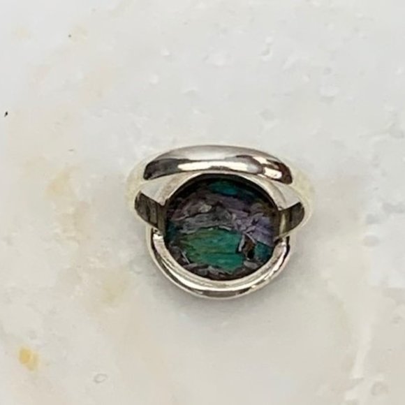 Handmade Round Silver Purple Turquoise Ring Size 10 - Picture 3 of 3